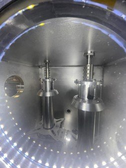 Vacuum chamber interior with LED ring lighting and instrumentation