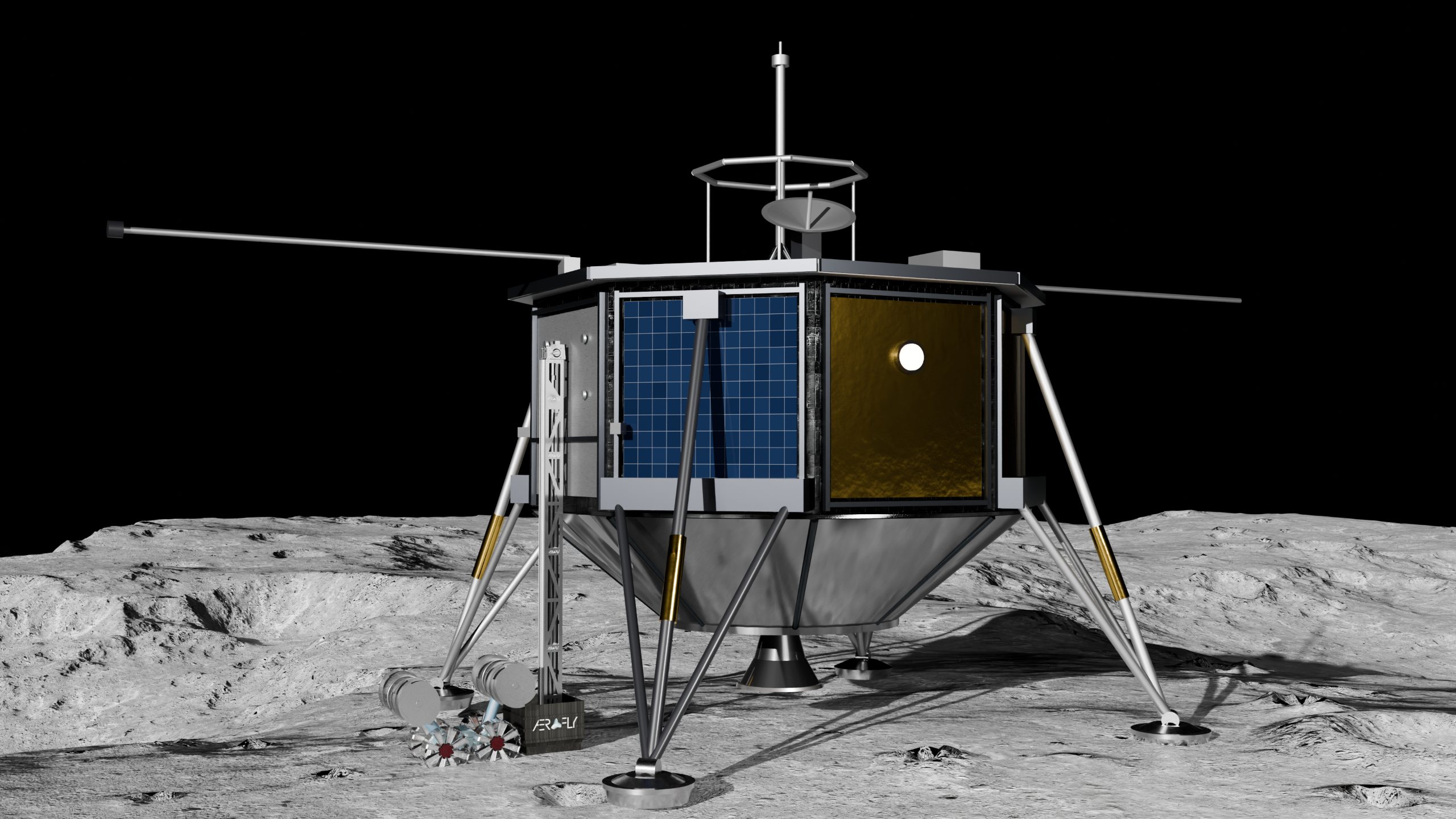 Rego-LIFT stowed on a CLPS lander at the lunar south pole